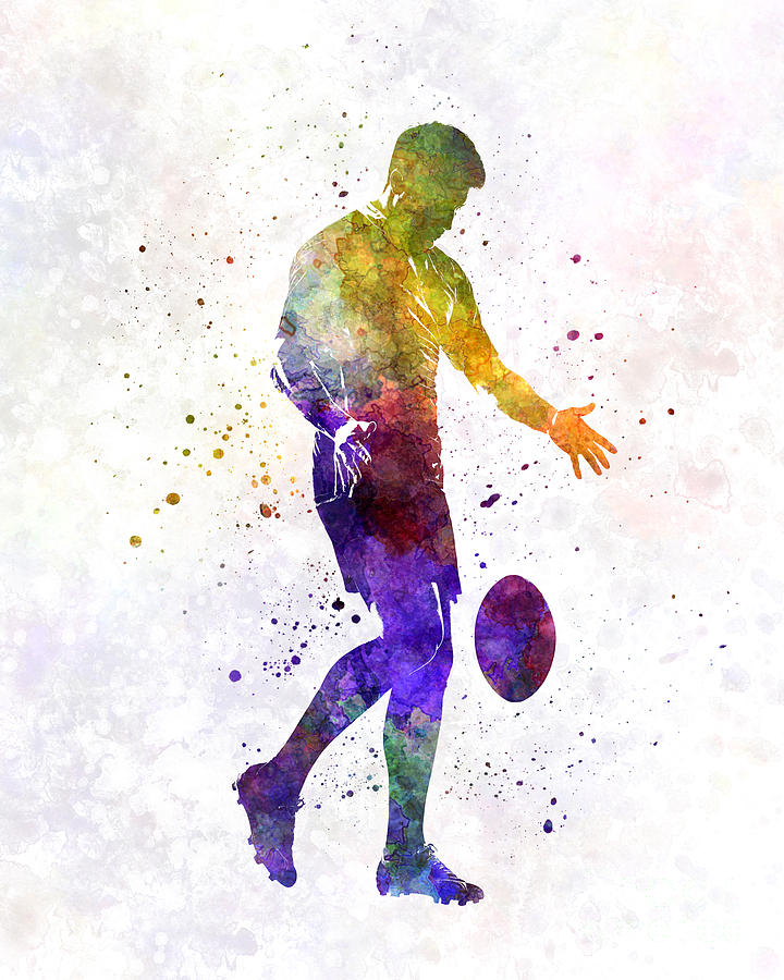 720x900 Rugby Man Player 02 In Watercolor Painting By Pablo Romero