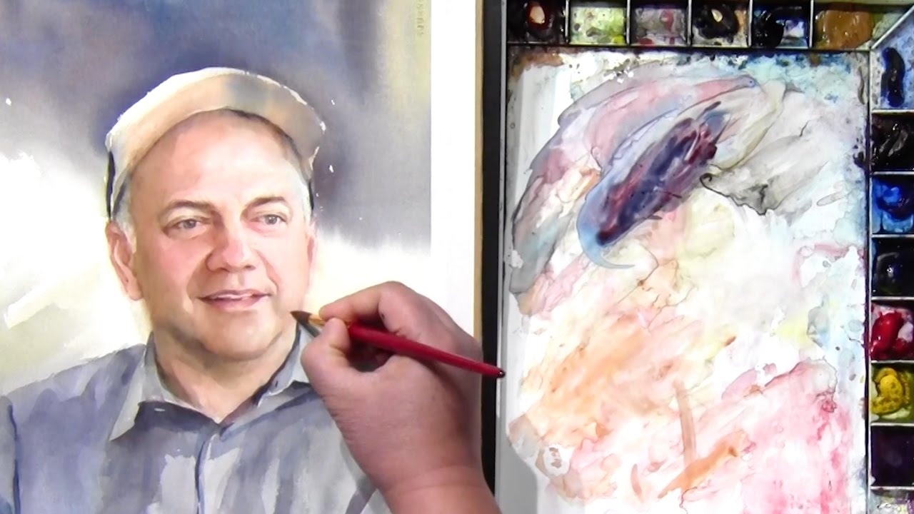 1280x720 Watercolor Portrait Painting Of A Man