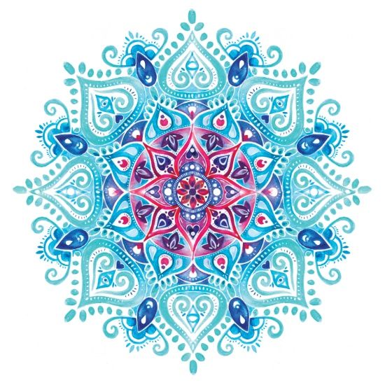 550x550 Blue Watercolor Mandala Print