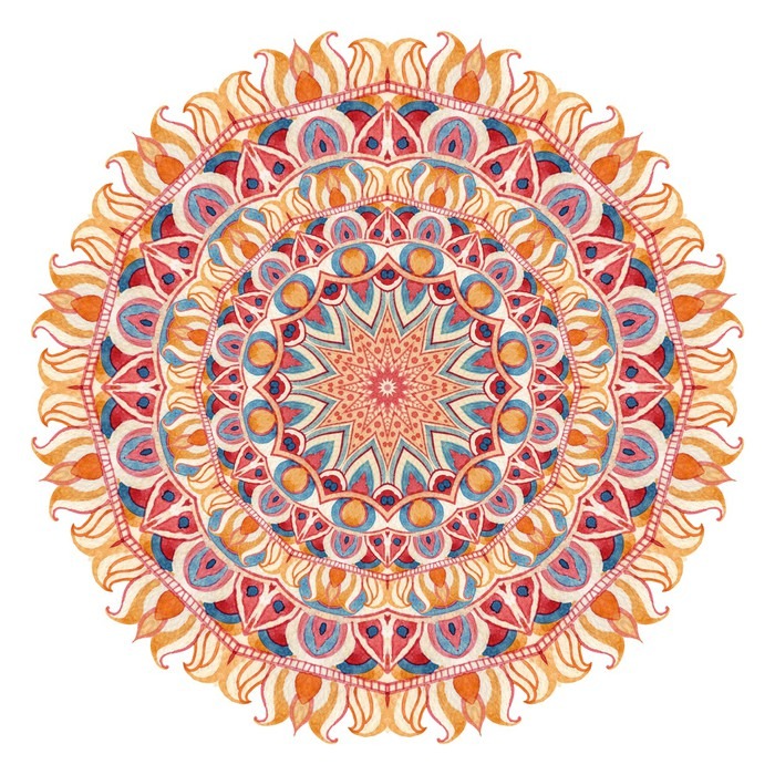700x700 Watercolor Mandala With Sacred Geometry. Ornate Lace Isolated On