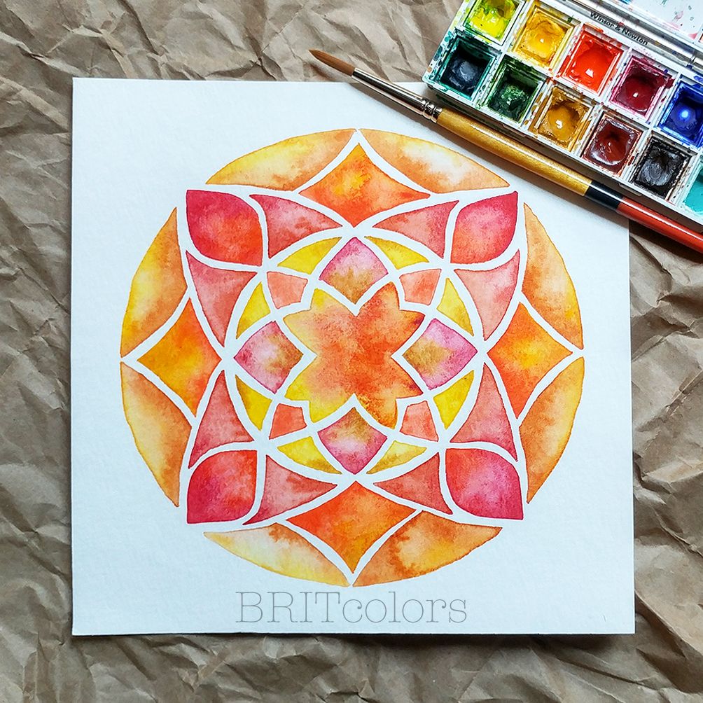 1004x1004 Orange Watercolor Mandala Print Is A Great Wall Art House Warming