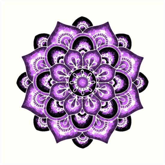 550x550 Violet Watercolor Mandala Art Prints By Nuovaluna Redbubble