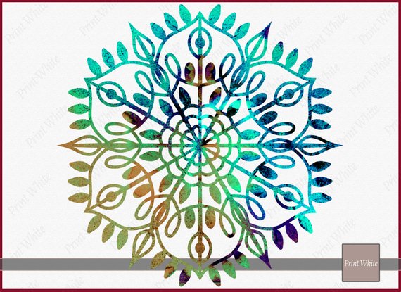 570x415 Watercolor Mandala Boho Mandala Art Mandala Clipart Watercolor Etsy
