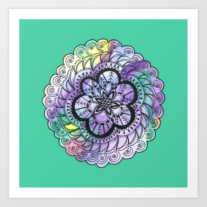 700x700 Green Watercolor Mandala Art Print By Heartsoulcreate Society6