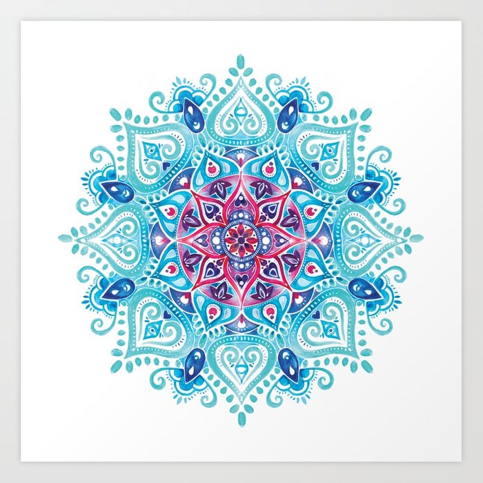 700x700 Handpainted Watercolor Mandala Art Print By Aterkaderk Society6
