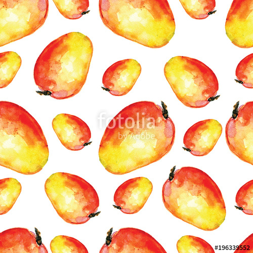500x500 Seamless Pattern Of Watercolor Mango Stock Photo And Royalty Free