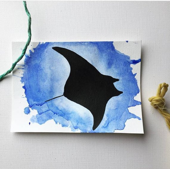 570x566 Manta Ray Watercolor Original