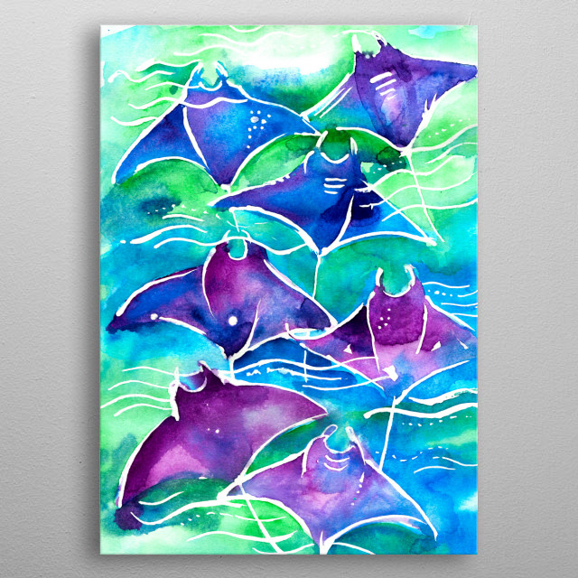 640x640 Manta Ray Watercolor By Eve Izzett Metal Posters