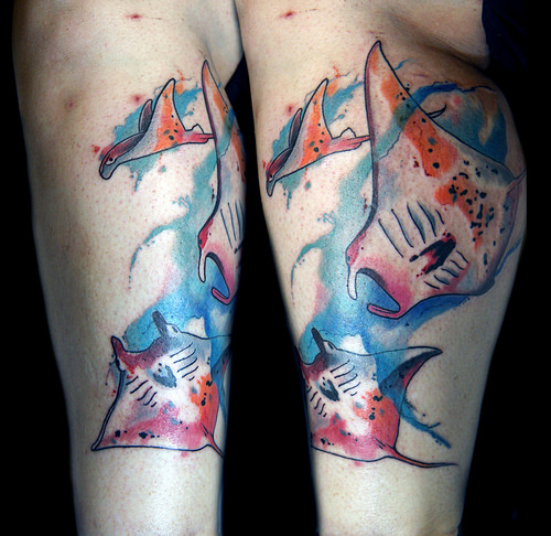 500x486 Watercolor Manta Ray Tattoo