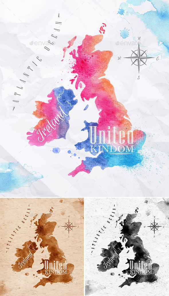 590x1034 Watercolor Map Uk By Anna42f Graphicriver
