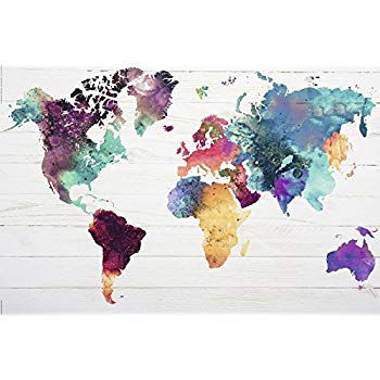 350x350 World Watercolor Map 13 Poster By Naxart 19 X 13in