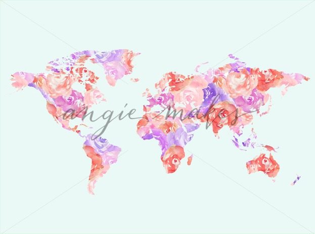 623x463 Cute World Map Printable Watercolor Art. Watercolor Map