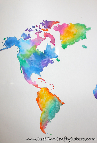 341x500 Diy Watercolor World Map Artwork