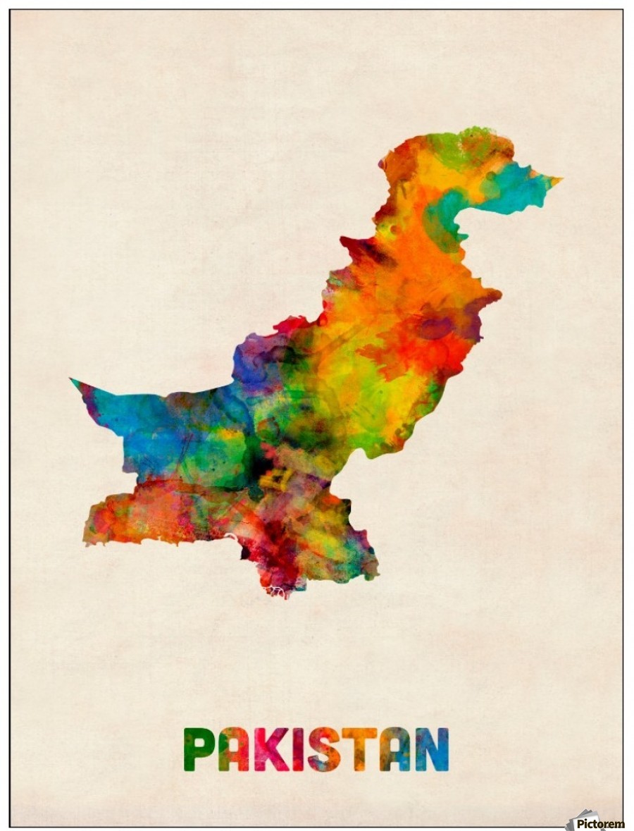 900x1179 Pakistan Watercolor Map Poster