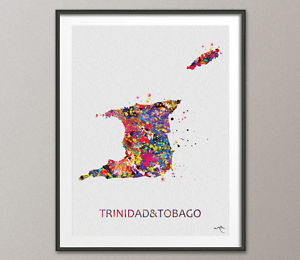 300x260 Trinidad And Tobago Watercolor Map Country Map Art Print Map