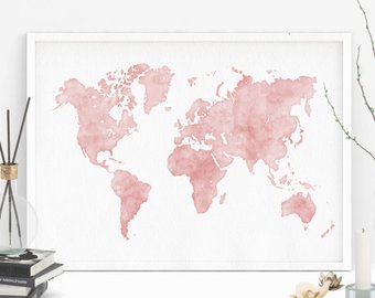340x270 Watercolor World Map Etsy