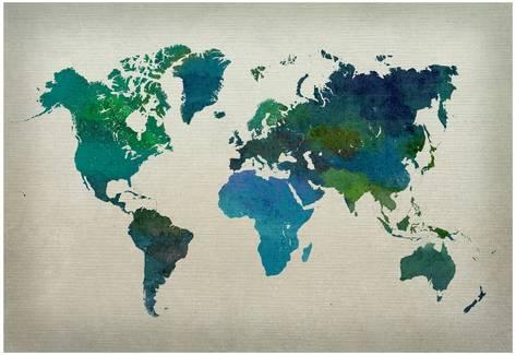 473x325 World Map Watercolor (Cool) Posters