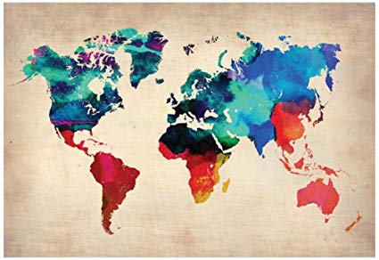 425x292 World Watercolor Map 1 Poster By Naxart 19 X 13in