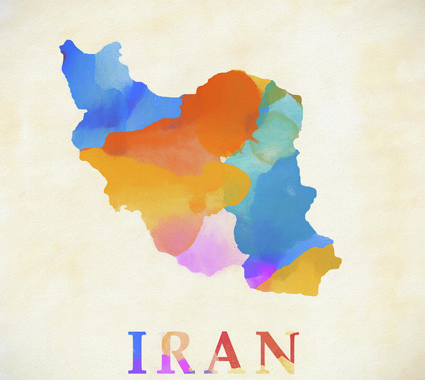 599x536 Iran Watercolor Map Poster By Dan Sproul