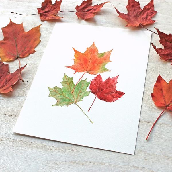 600x600 Maple Leaves Watercolor Print Trowel And Paintbrush