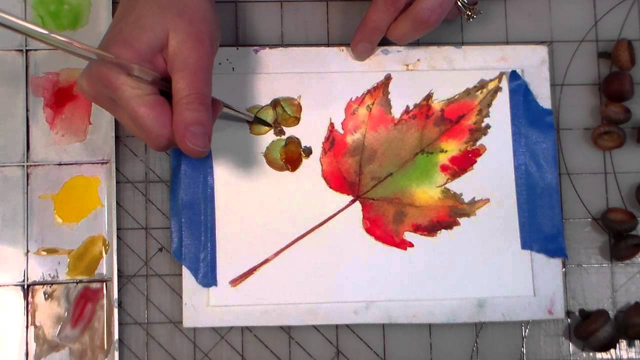 1280x720 Acorns And Maple Leaf Watercolor Tutorial