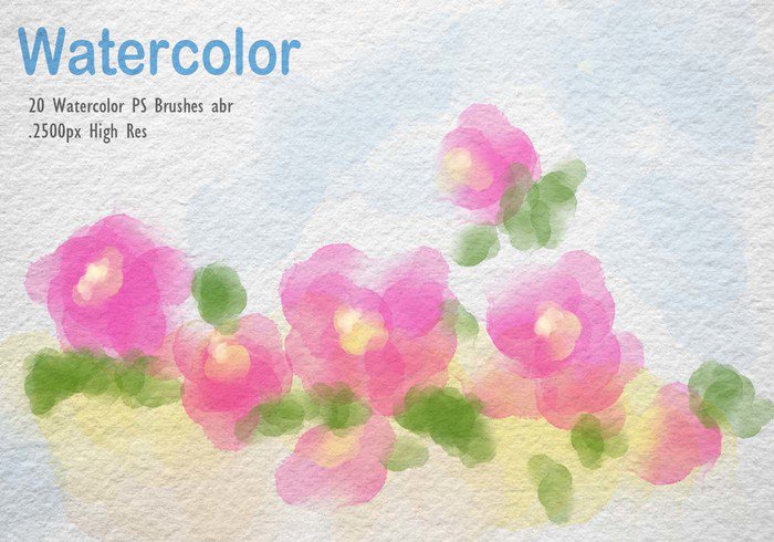 700x490 20 Watercolor Mask Ps Brushes Abr.
