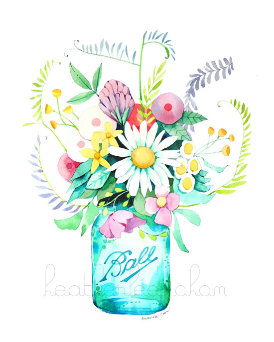 550x687 Mason Jar And Flowers Painting