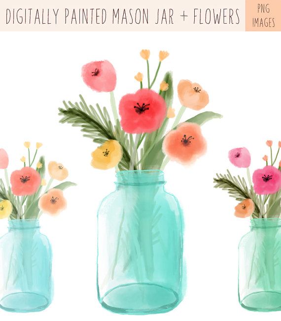570x651 Mason Jar Clipart Watercolor
