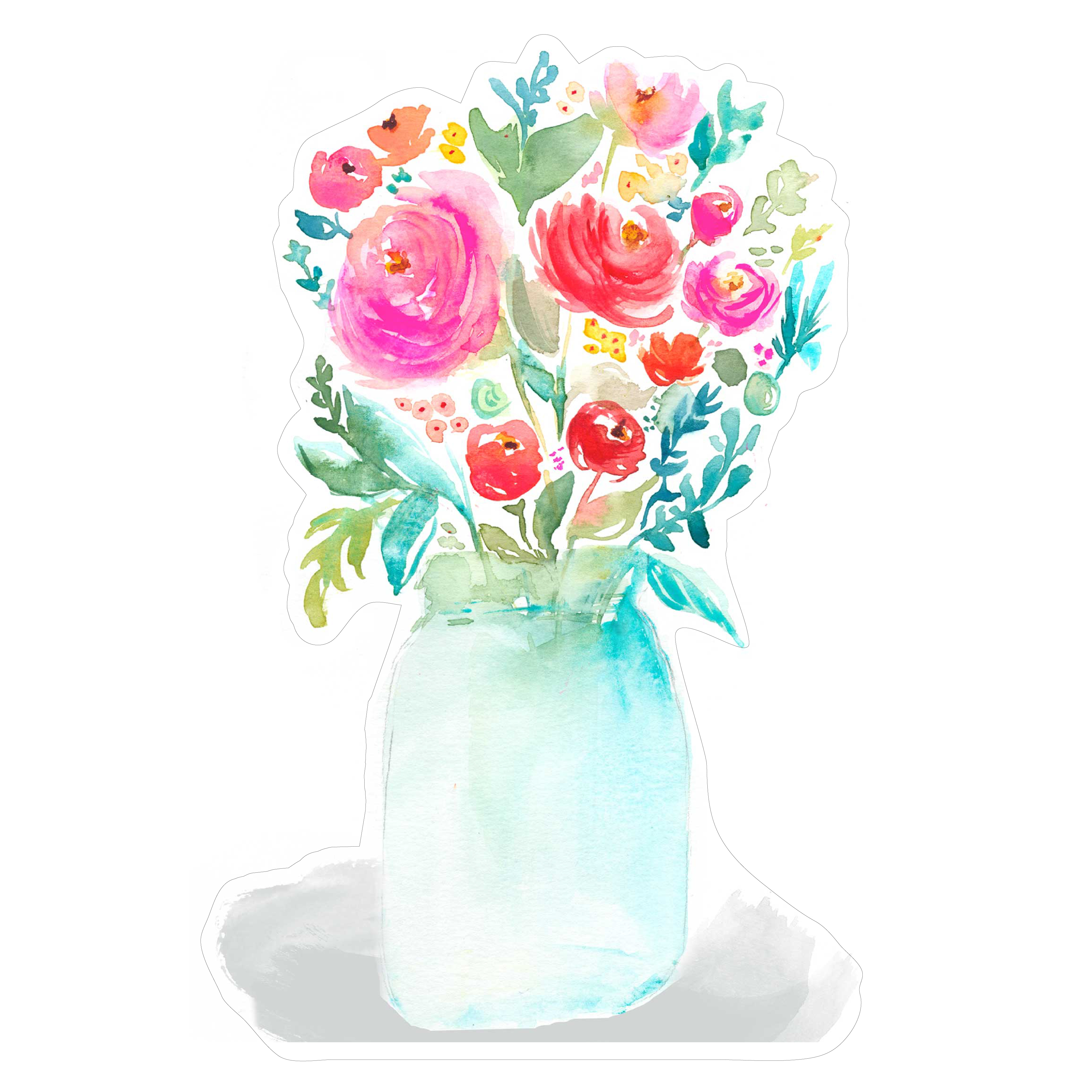 3600x3600 Watercolor Flowers In Mason Jar Cut File