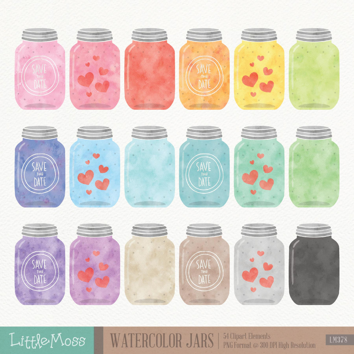 1500x1500 Watercolor Mason Jars Clipart Etsy