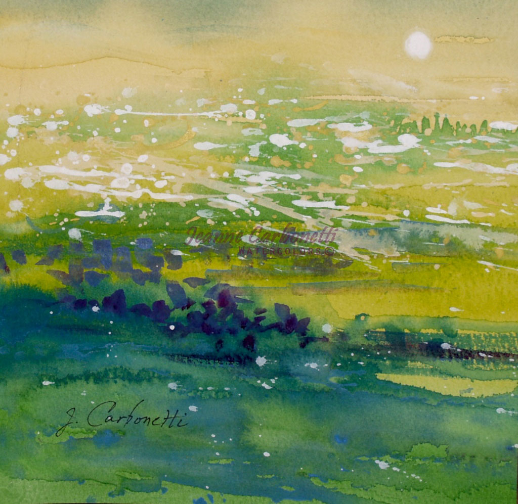 1024x997 Summer Meadow Original Watercolor Painting