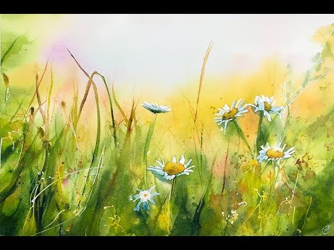 480x360 Watercolor Meadow Painting Process