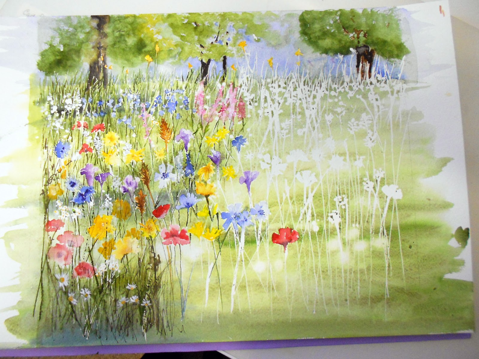 1600x1200 Watercolour Florals Wildflower Meadow