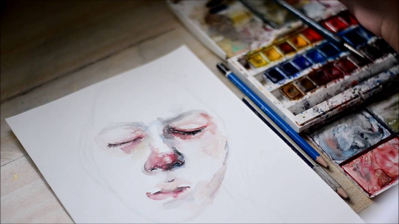 1280x720 Speed Up Watercolor Portrait Painting