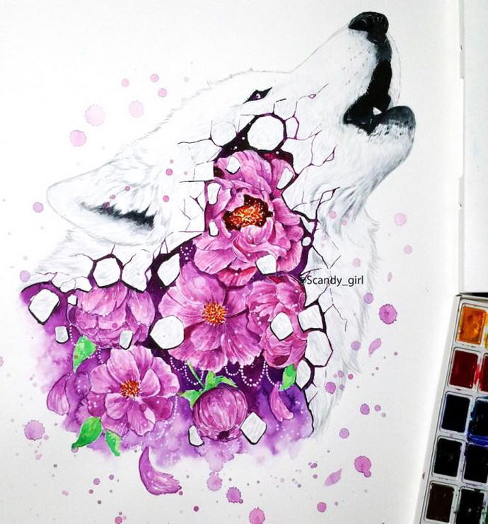 690x740 Watercolors Animals By Jonna Lamminaho. Colorful Paintings With