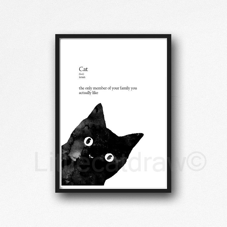 750x750 Buy Cat Quote Cat Meaning Watercolor Painting Print Watercolour