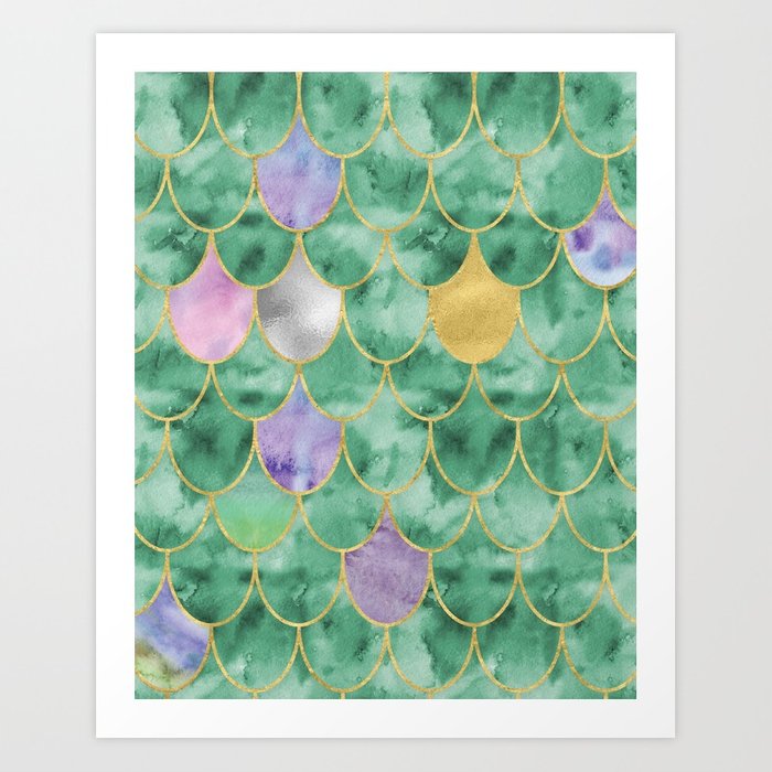 700x700 Mermaid Tail Watercolor Art Print By Designswifthome Society6