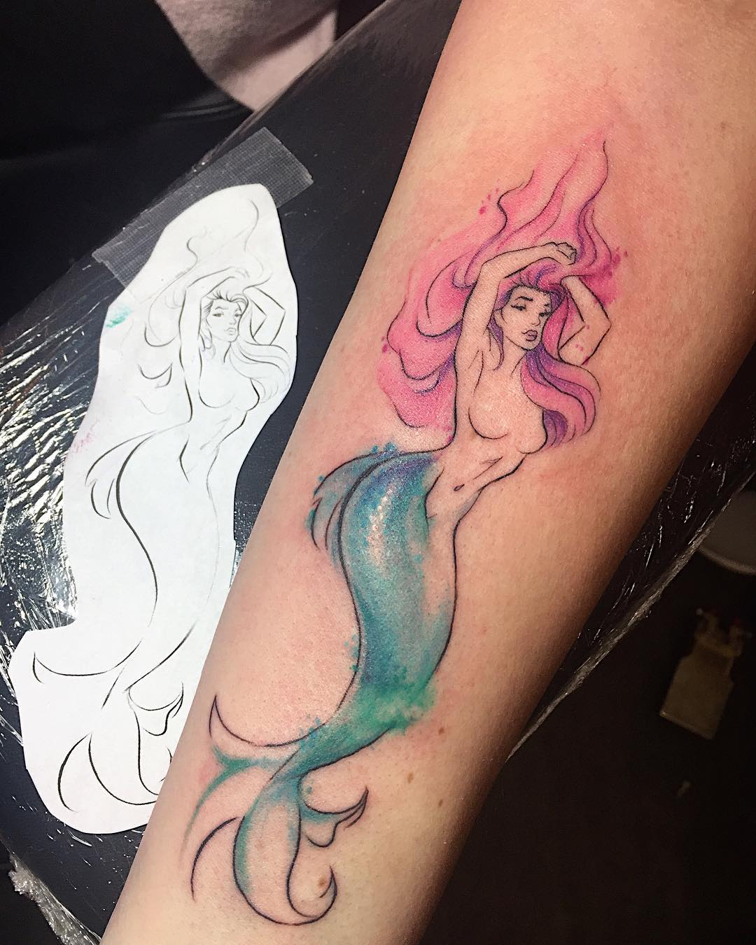 1080x1350 Fun Little Abstract Watercolor Mermaid Tattoo By Rowell Alfelor