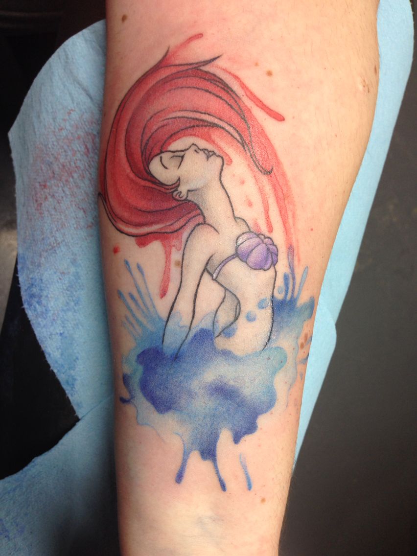 852x1136 Ariel, The Little Mermaid, Watercolor Tattoo Tats