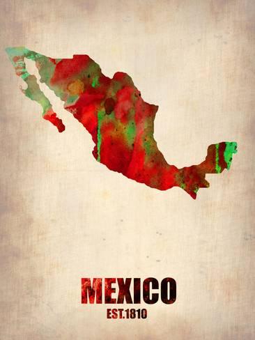 366x488 Mexico Watercolor Map Plastic Sign By Naxart