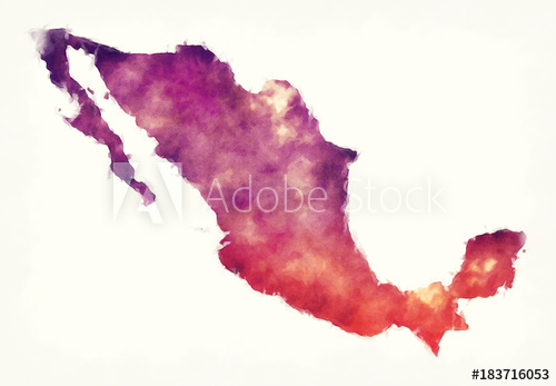 500x347 Mexico Watercolor Map In Front Of A White Background