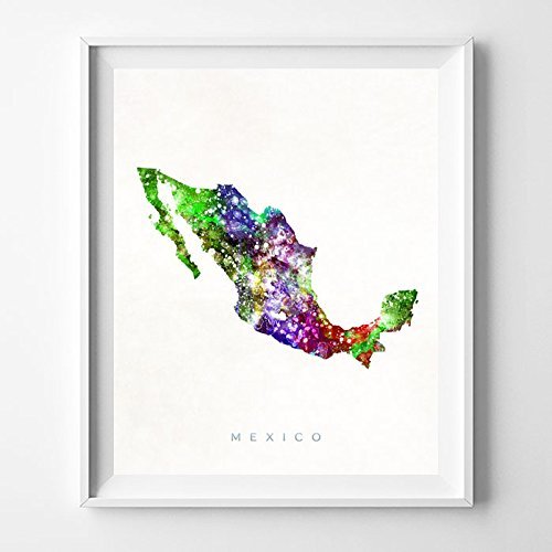 500x500 Mexico Watercolor Map Home Decor Wall Art Poster