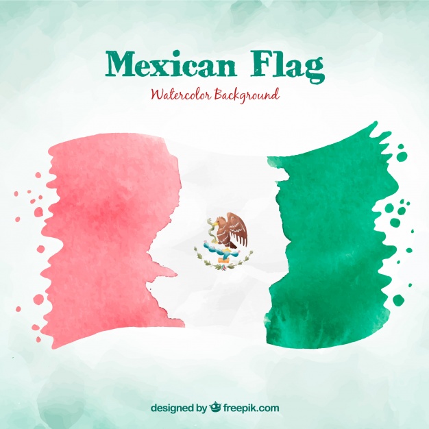 626x626 Watercolor Mexican Flag Background Vector Free Download