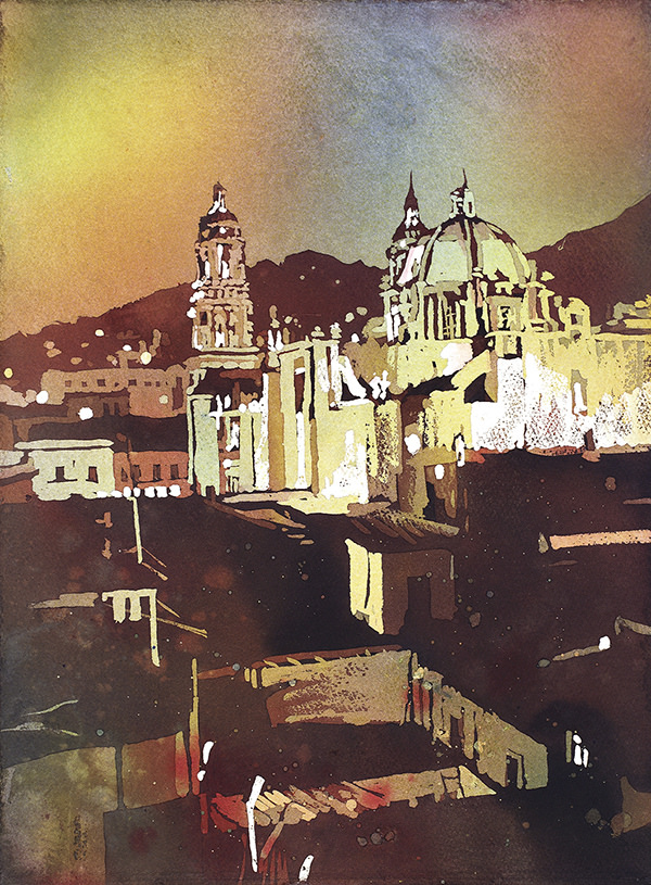 600x815 Watercolor Painting Of Cathedral In The Colonial Mining