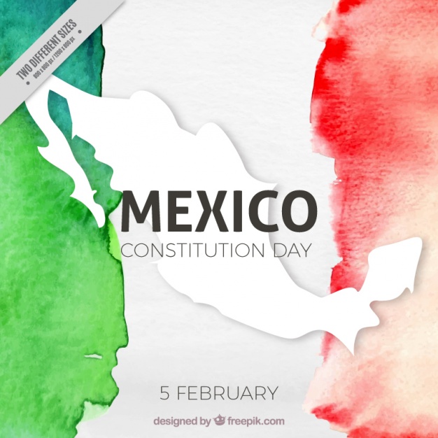 626x626 Consitution Day Background With Watercolor Mexico Flag Vector