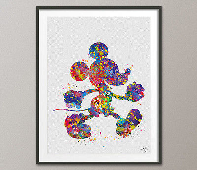 400x346 Mickey Mouse Disney Castle Watercolor Cartoon Decor Wall Art Print