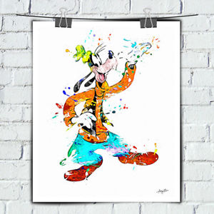 300x300 Mickey Mouse Watercolor Art Print On Canvas Painting Disney Home