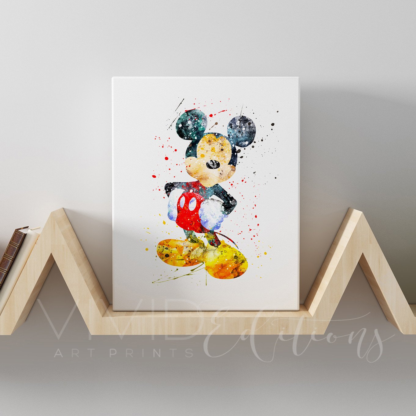 1362x1362 Mickey Mouse Watercolor Gallery Wrapped Canvas Art Watercolor