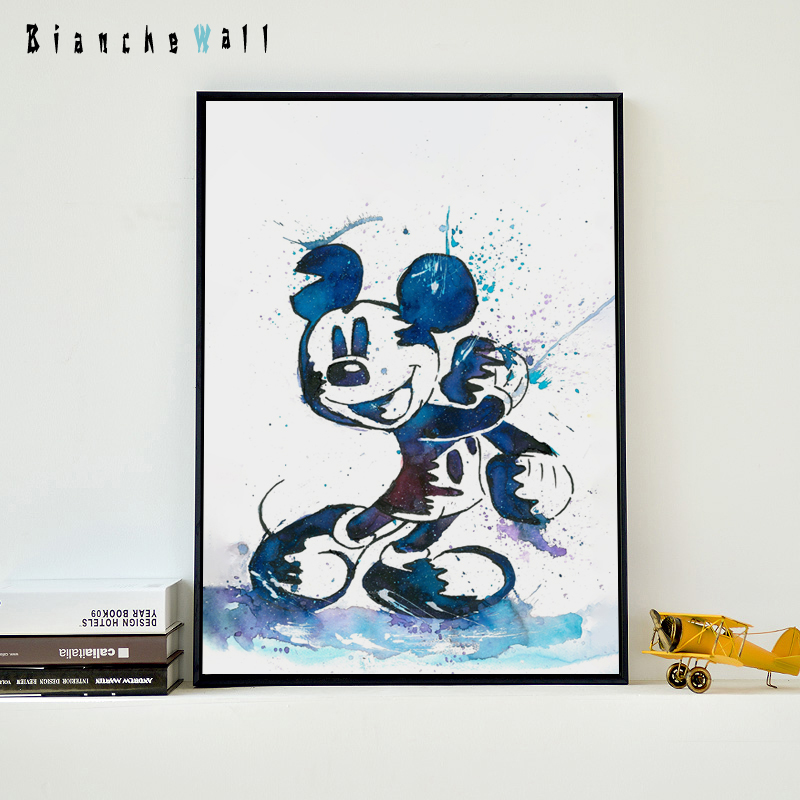 800x800 Elegant Poetry Pretty Cartoon Art Watercolor Mickey Mouse Canvas