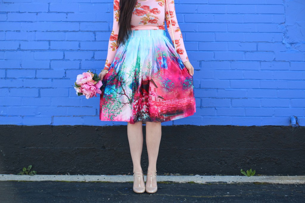 1024x683 Watercolors Modest Watercolor Midi Skirt